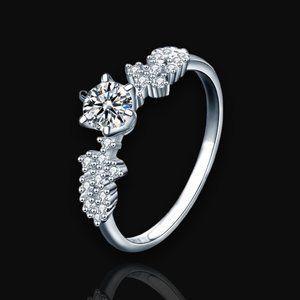 Certified 1/2ct. t.w. Diamond Engagement Ring 18k White Gold over Italy Silver